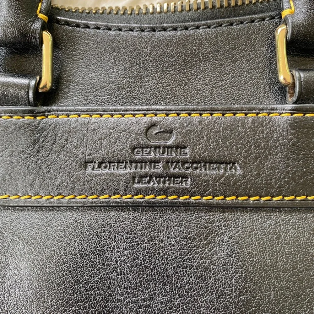 Dooney & Bourke Teardrop Satchel Black Florentine Vacchetta Leather Shoulder Bag